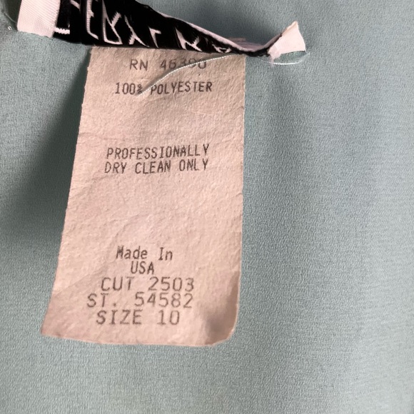 Vintage 70 80s Cheryl Kaye Sea Green Lace Asymmetric Cascading Ruffle Wrap Dress - Picture 8 of 16